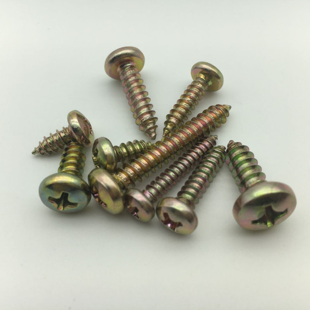 Tornillos autorroscantes de cabeza plana Phillips DIN7982 con zinc amarillo