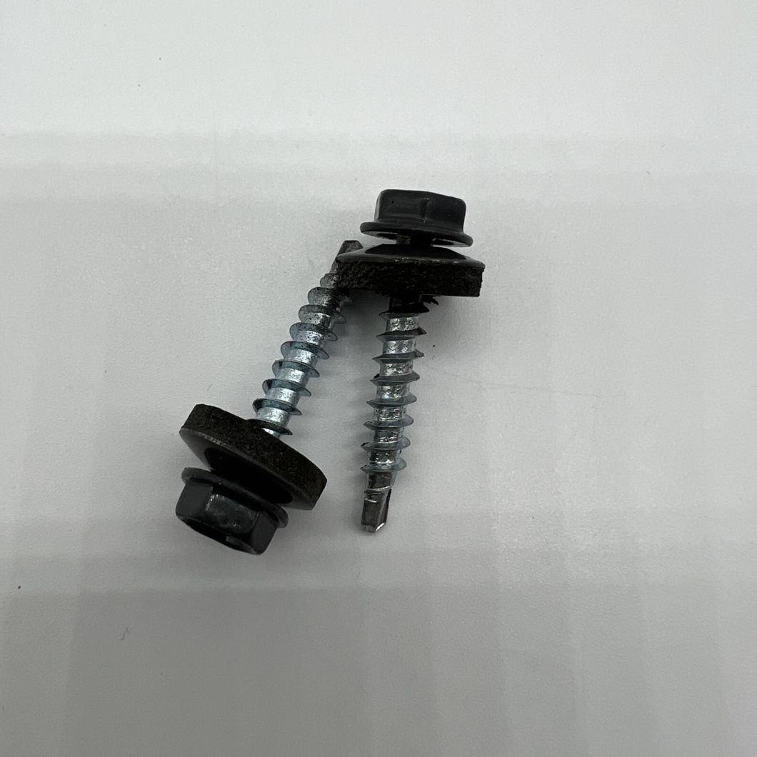 Tornillo autoperforante de acero P4 #12-14X32 Ral 6011 Cabeza hexagonal y arandela EPDM
