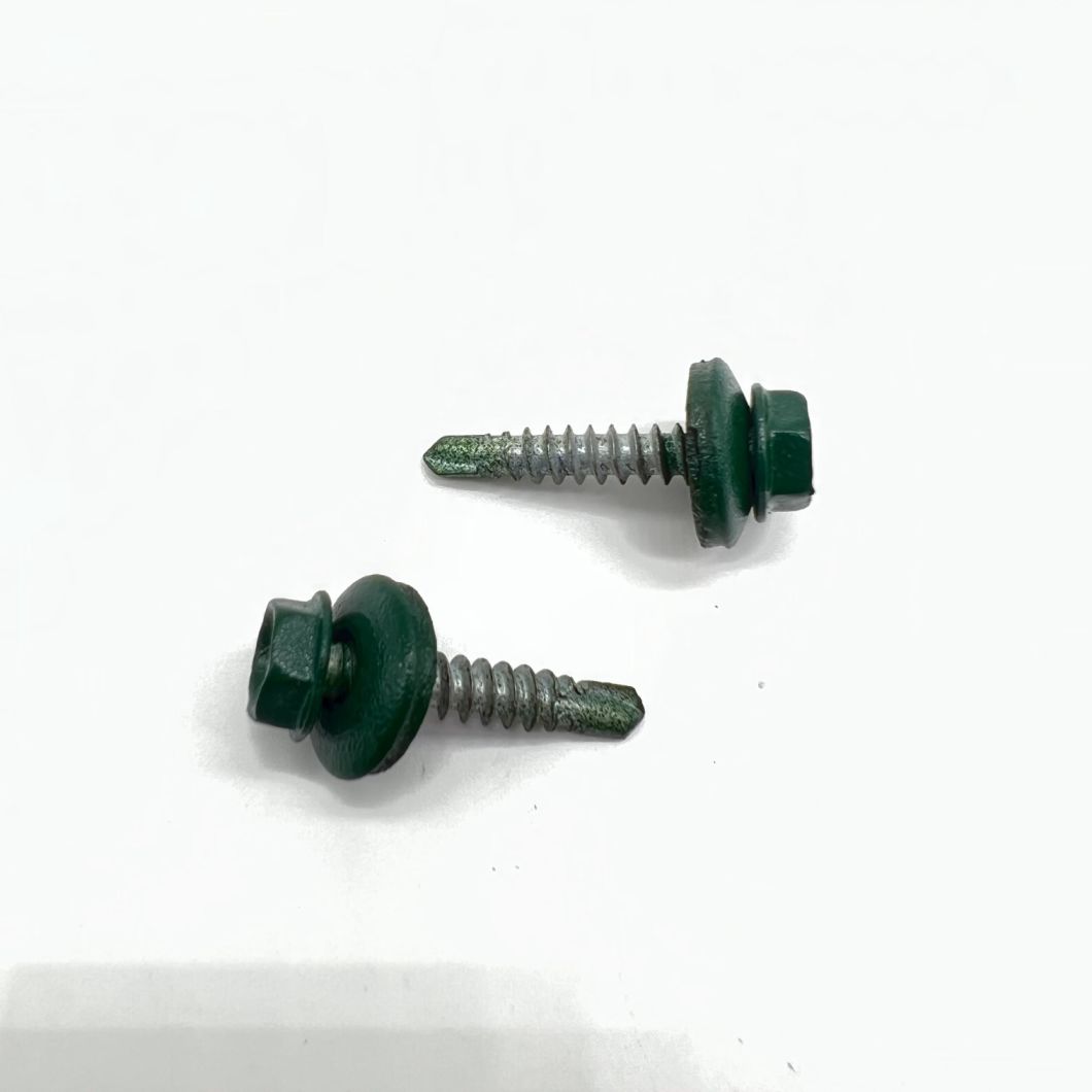 Tornillo autoperforante de acero P4 #14-14X45 Ral 9002 Arandela unida de EPDM con cabeza hexagonal