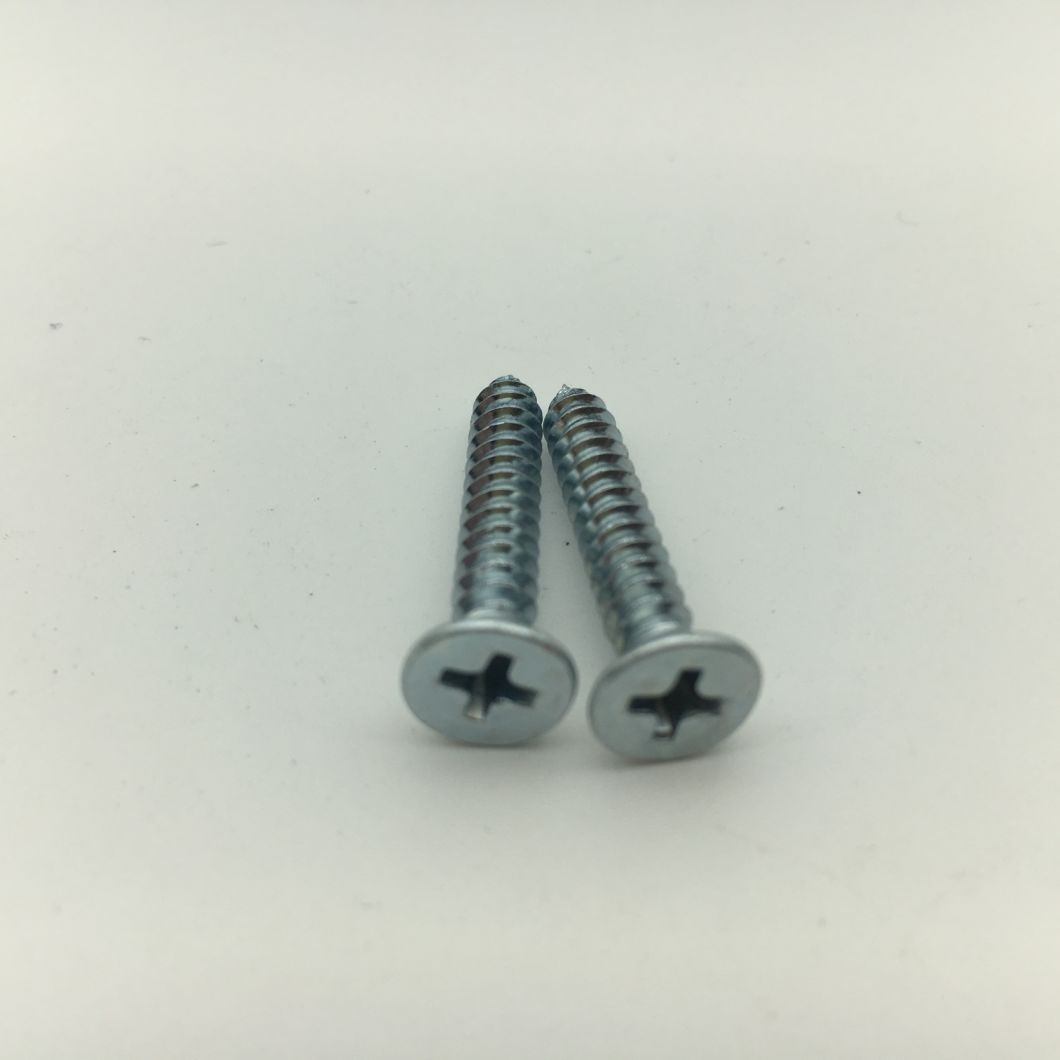 Tornillos autorroscantes de cabeza plana Phillips DIN7982 con zinc amarillo