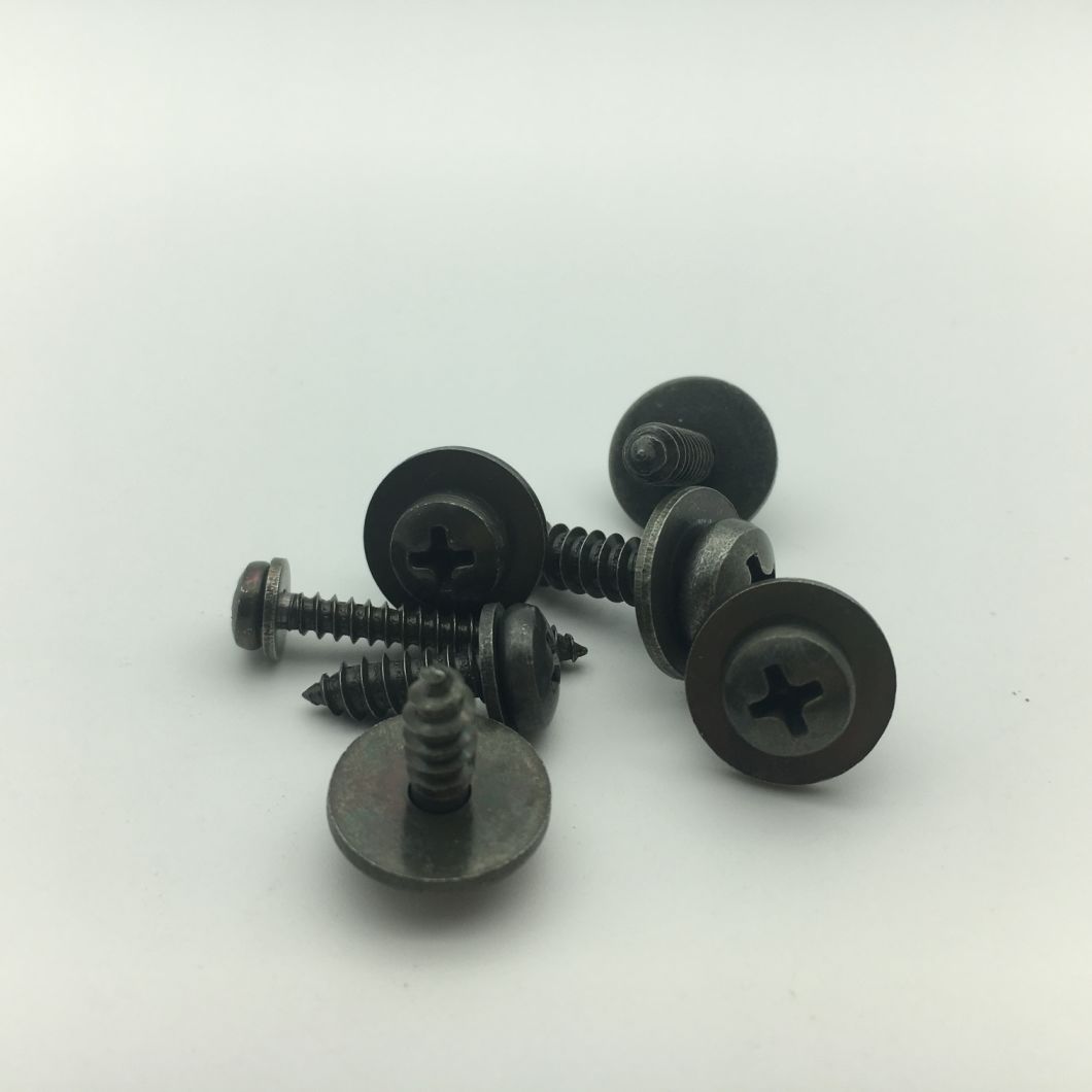 Tornillo autorroscante de cabeza plana y arandela elástica