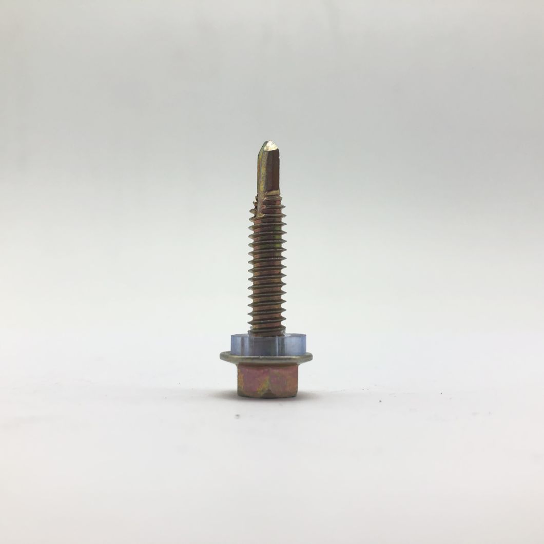 Tornillo de perforación de zinc amarillo Tornillo roscador con arandela de plástico