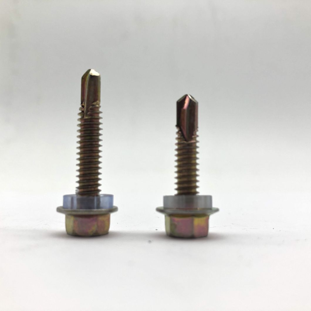 Tornillo de perforación de zinc amarillo Tornillo roscador con arandela de plástico