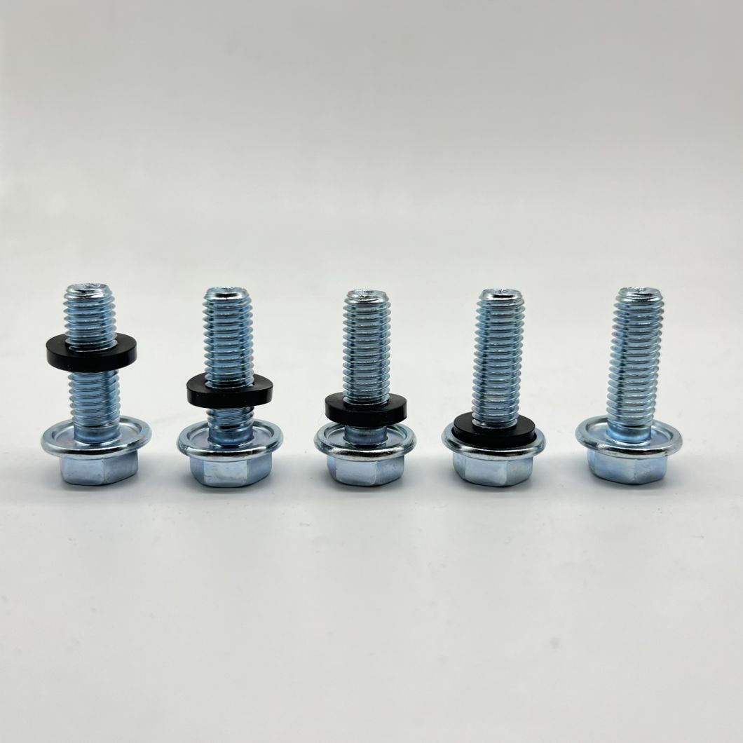 Perno de brida hexagonal DIN6921 M10X30 para silos con arandela de goma