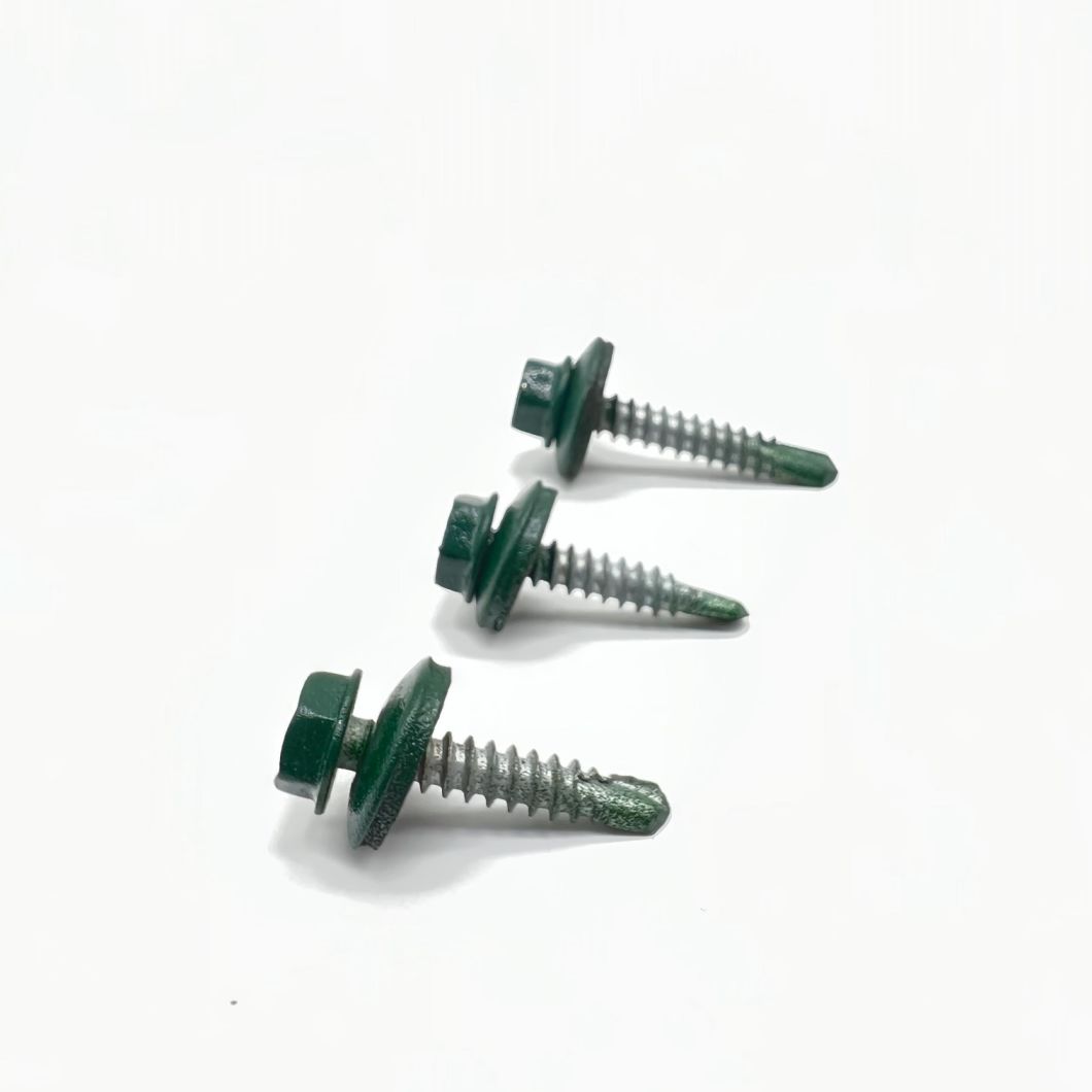 Tornillo autoperforante de acero P4 #14-14X45 Ral 9002 Arandela unida de EPDM con cabeza hexagonal
