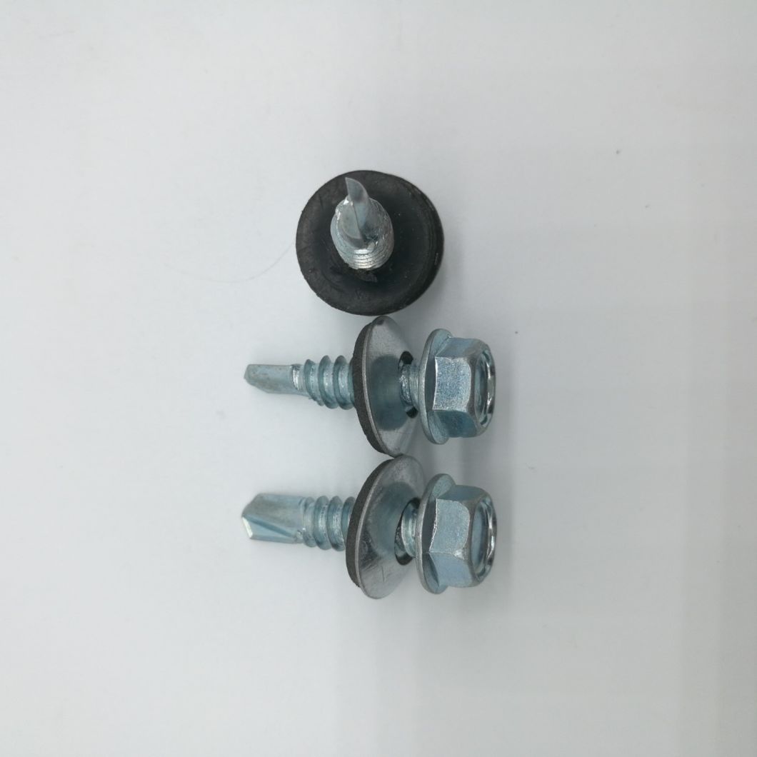 Tornillo autoperforante de acero inoxidable con cabeza hexagonal y arandela adherida de EPDM