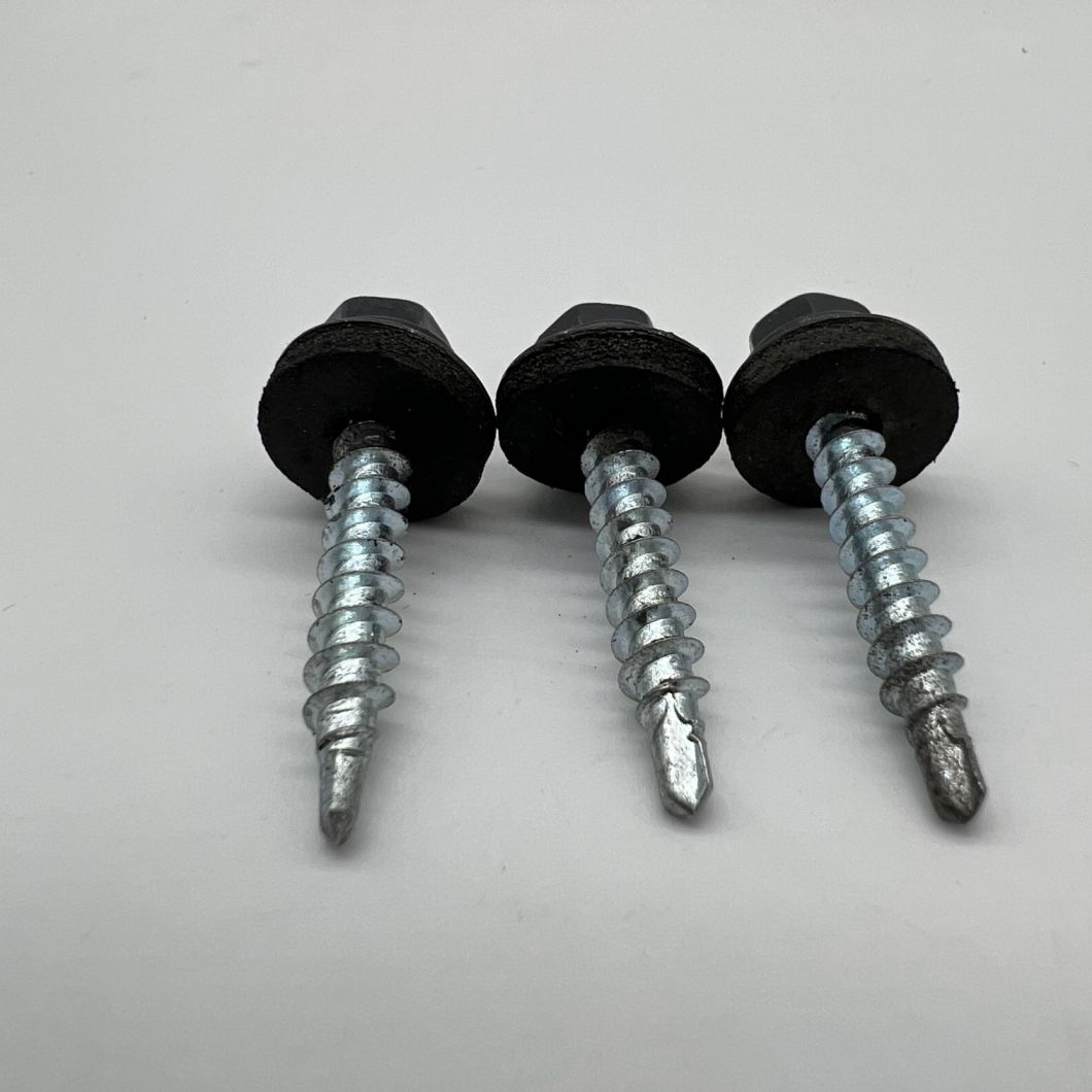 Tornillo autoperforante de acero P4 #12-14X32 Ral 6011 Cabeza hexagonal y arandela EPDM