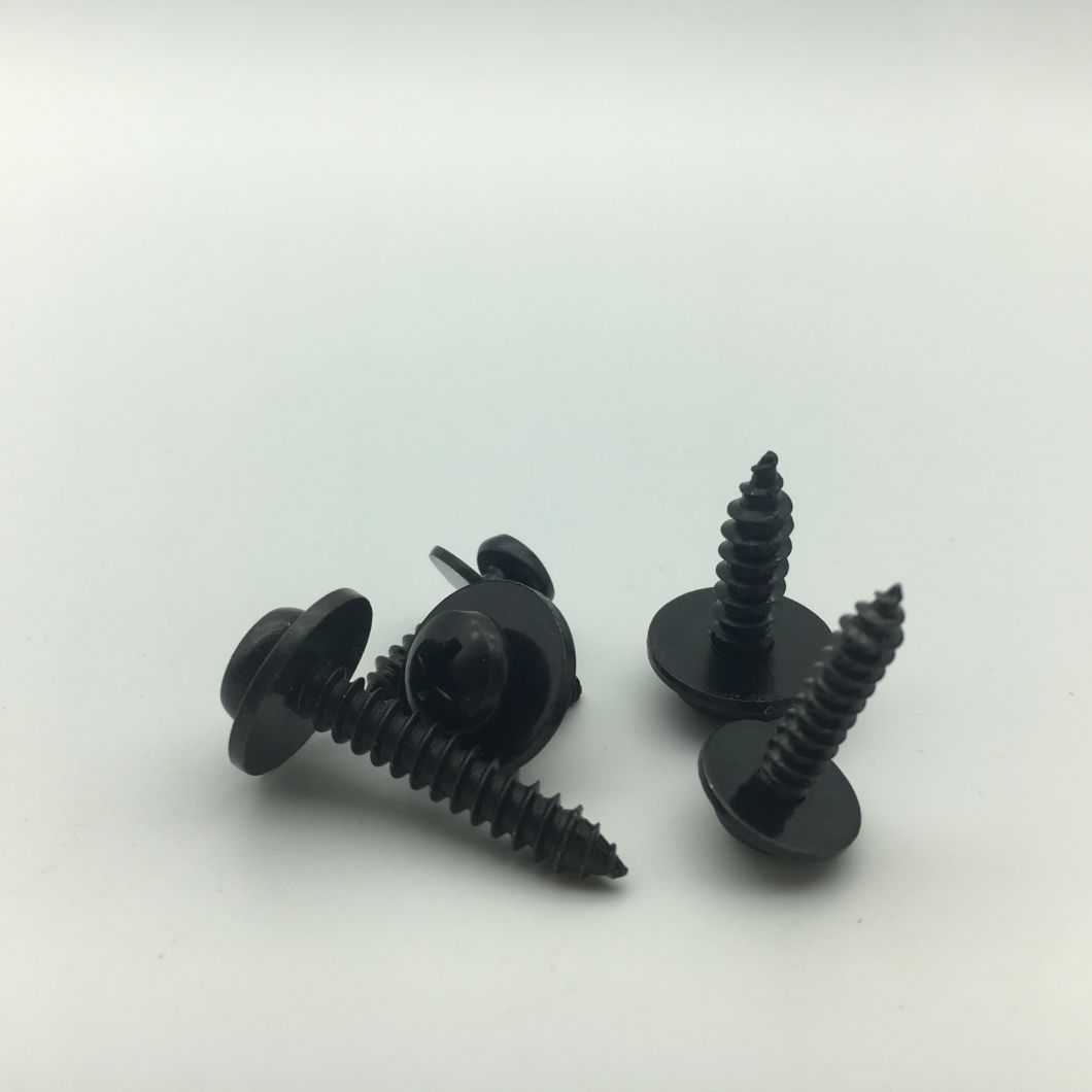 Tornillo autorroscante de cabeza plana y arandela elástica