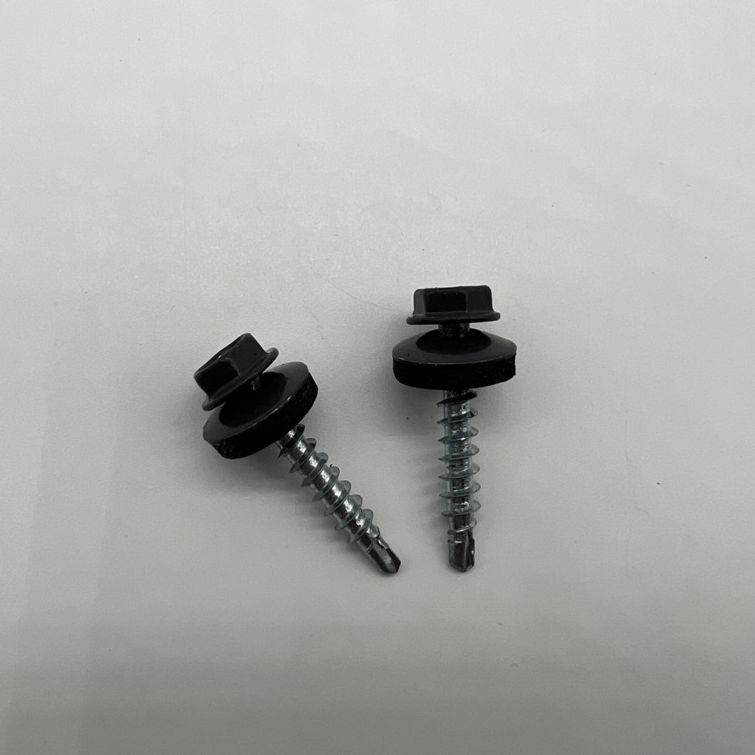 Tornillo autoperforante de acero P4 #12-14X32 Ral 6011 Cabeza hexagonal y arandela EPDM