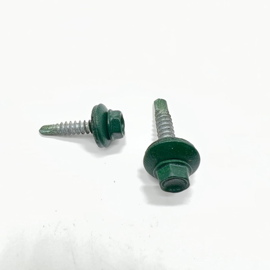 Tornillo autoperforante de acero P4 #14-14X45 Ral 9002 Arandela unida de EPDM con cabeza hexagonal