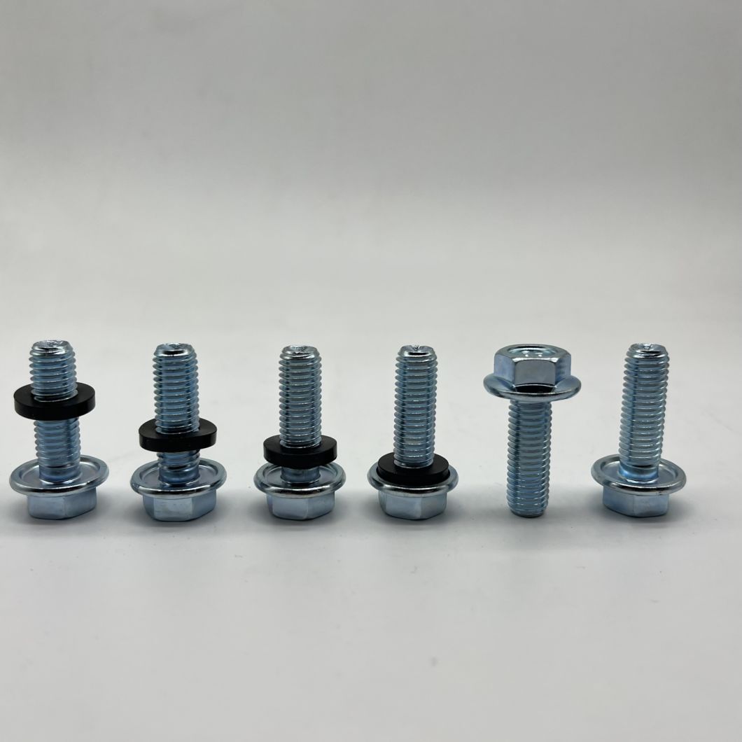 Perno de brida hexagonal DIN6921 M10X30 para silos con arandela de goma