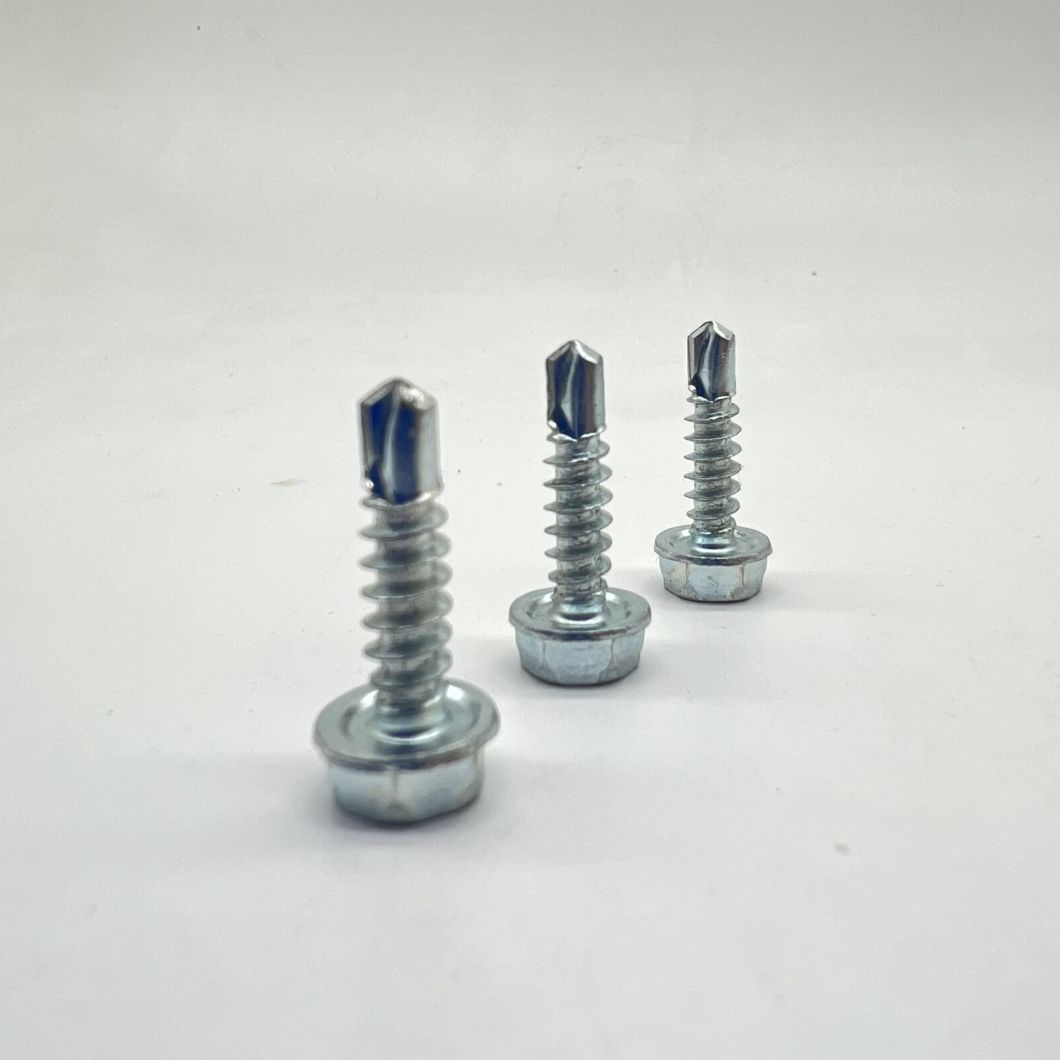Tornillos perforadores de cabeza hexagonal DIN7504K con rosca roscadora con collar