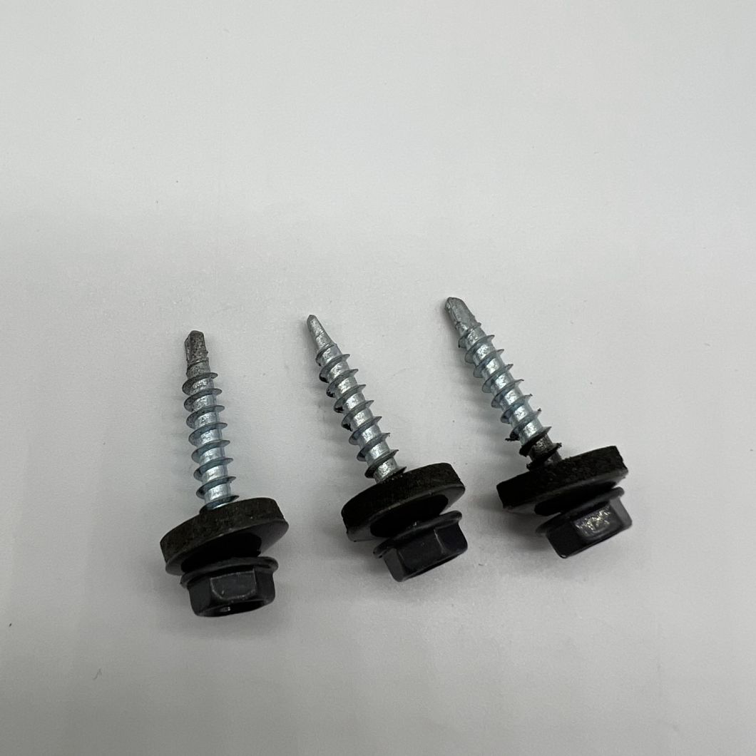 Tornillo autoperforante de acero P4 #12-14X32 Ral 6011 Cabeza hexagonal y arandela EPDM