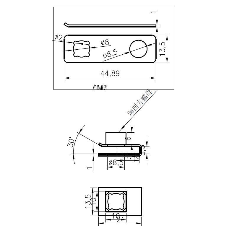 Tuerca U Clip Tuerca A102 21X13.5xm6