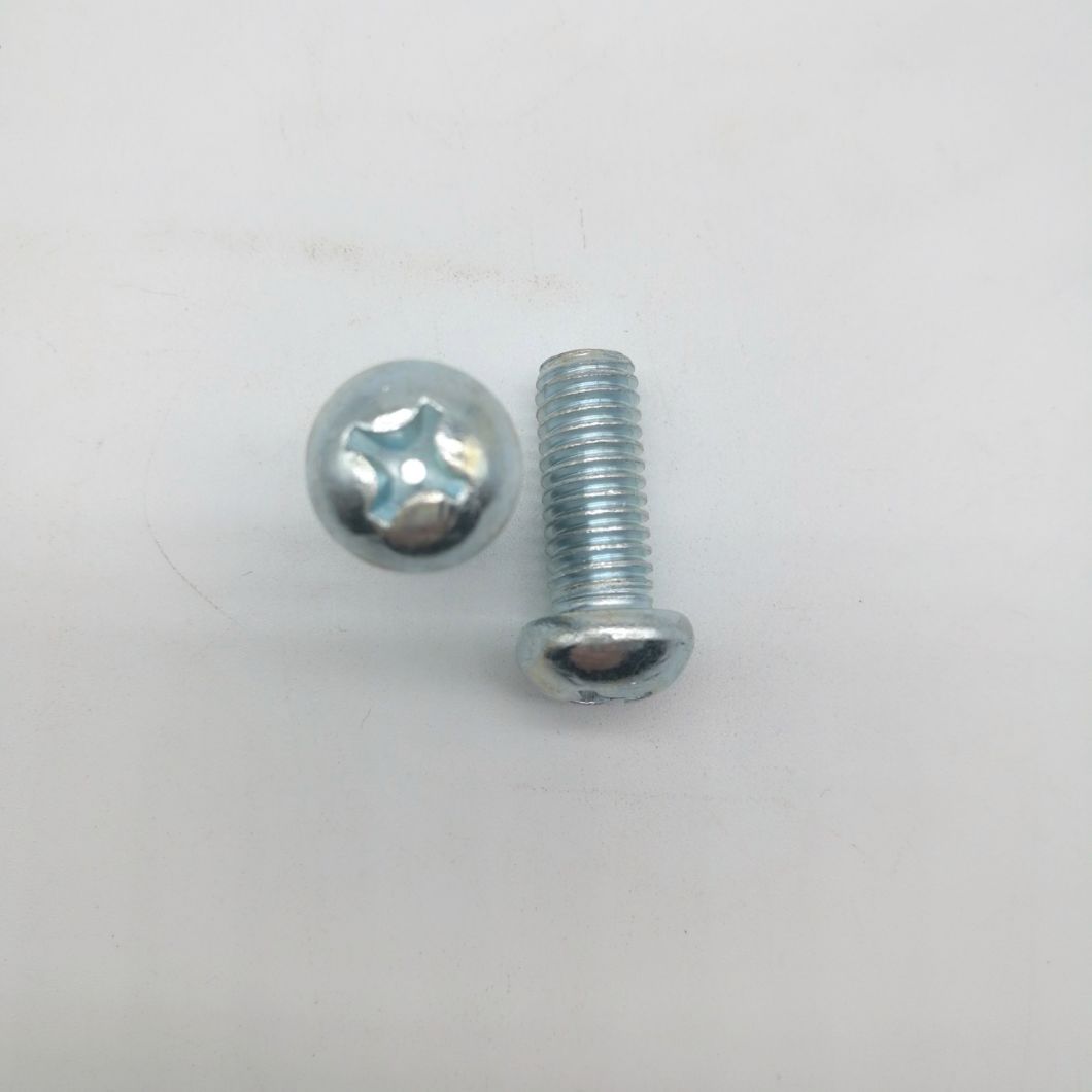 Tornillo de máquina con cabeza de seta empotrado en cruz de zinc blanco azul