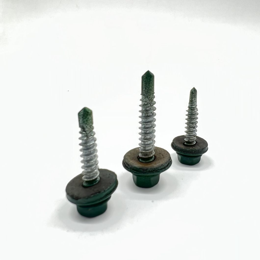 Tornillo autoperforante de acero P4 #14-14X45 Ral 9002 Arandela unida de EPDM con cabeza hexagonal