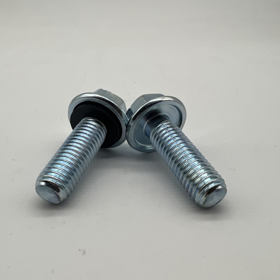 Perno de brida hexagonal DIN6921 M10X30 para silos con arandela de goma