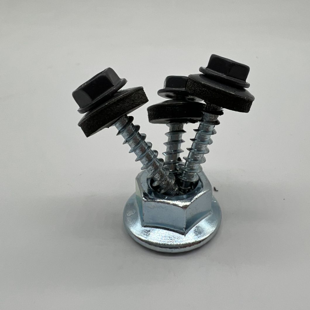 Tornillo autoperforante de acero P4 #12-14X32 Ral 6011 Cabeza hexagonal y arandela EPDM